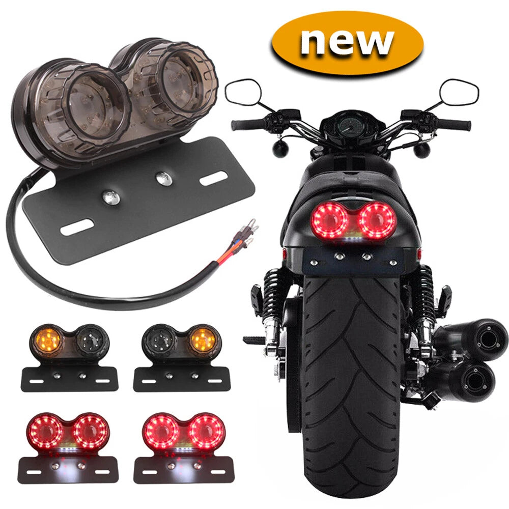 Universal Motorcycle Tail Lights LED Rear Brake Lamp Modification Indicators 12V