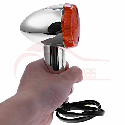 4Pcs Chrome Motorcycle Bullet Turn Signal Lights Indicators Blinkers Amber 12V