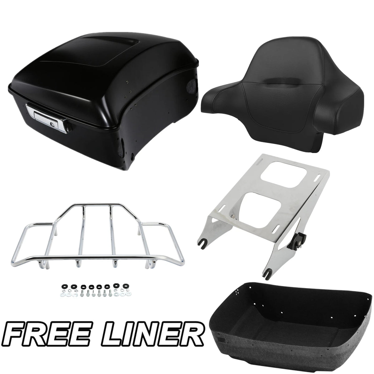 King Trunk Pad Mount Rack Fit For Harley Touring 14-Up Matt Black