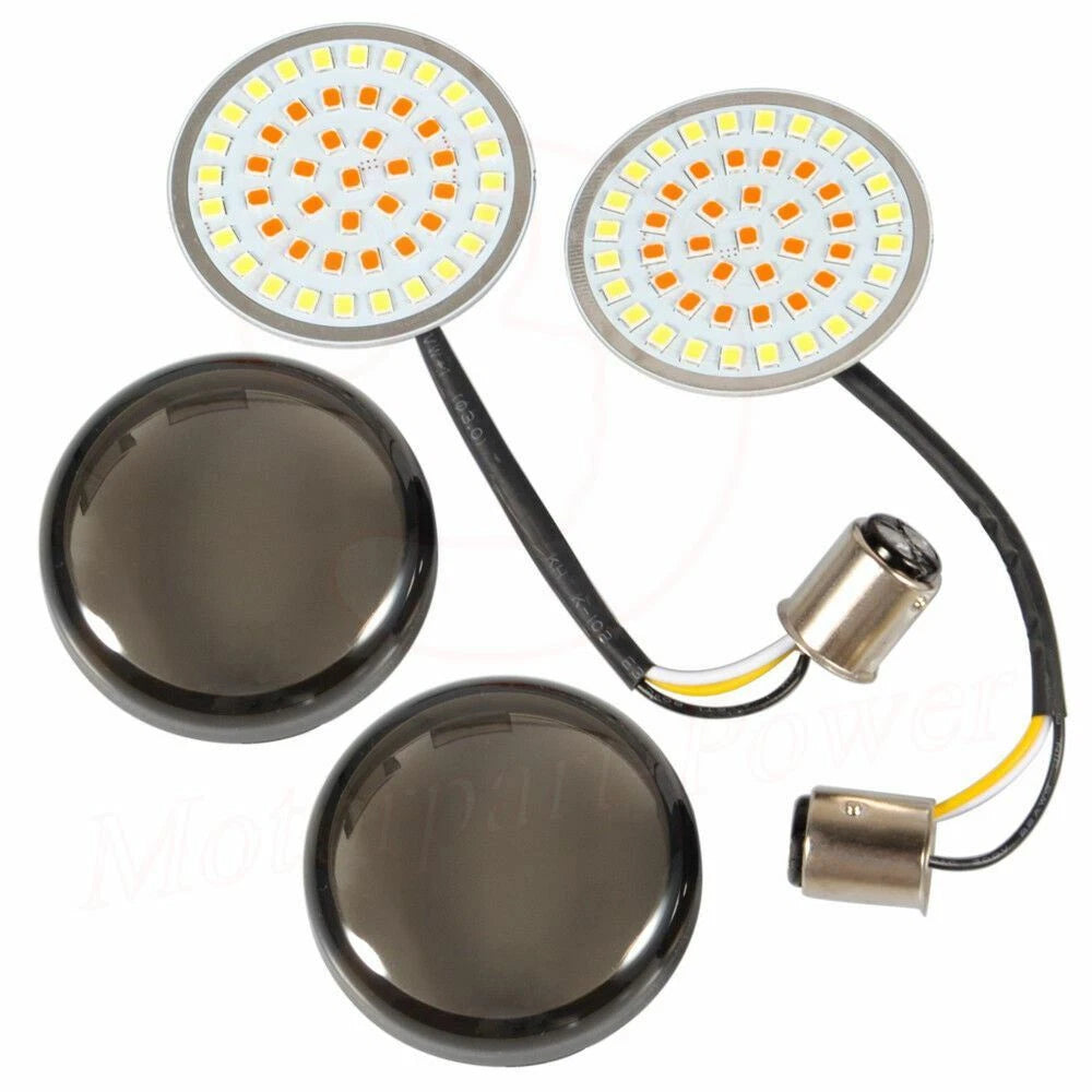 1157 LED Bullet Turn Signal Light Smoke Lens for Harley Touring CVO Softail Dyna