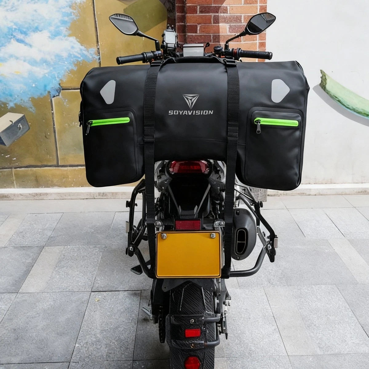 80L Black Motorcycle Tail Bag Waterproof PVC Duffle Bag Moto Offroad Luggage