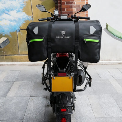 80L Black Motorcycle Tail Bag Waterproof PVC Duffle Bag Moto Offroad Luggage