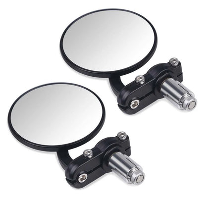Universal Bar End Mirrors 7/8" Black Aluminum Motorcycle For Cafe Racer Bobber