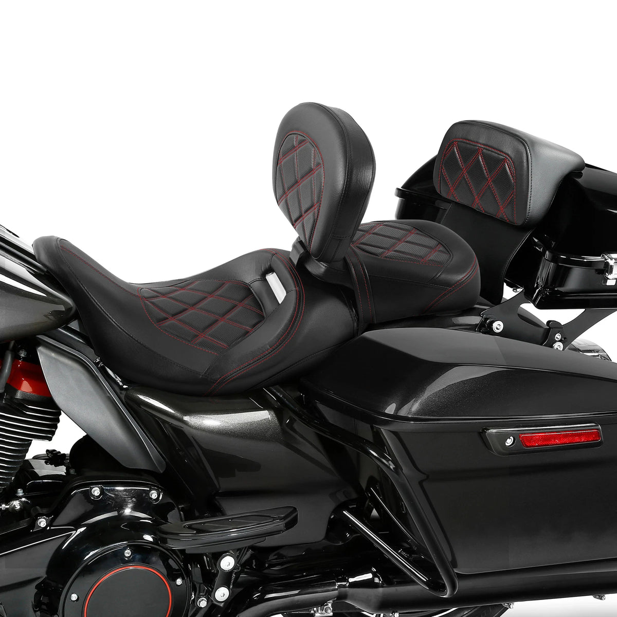 Black Red Driver &Passenger Seats Backrest Pad Fit For Harley Touring 2014-23 22