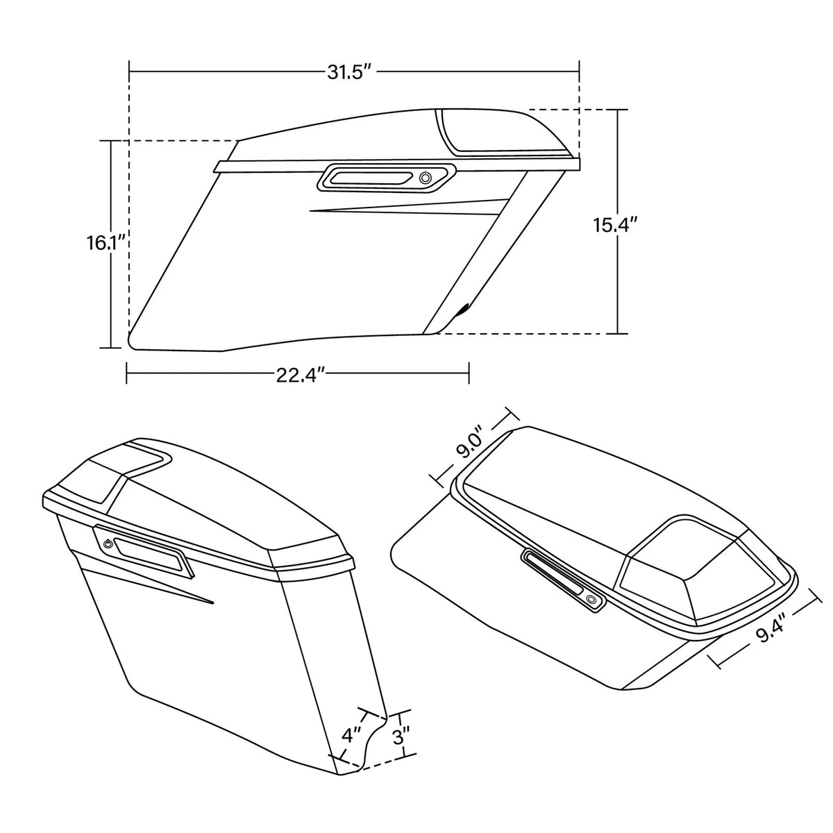 4" Stretched Extended Hard Saddlebag Conversion Bracket For Harley Softail 84-17