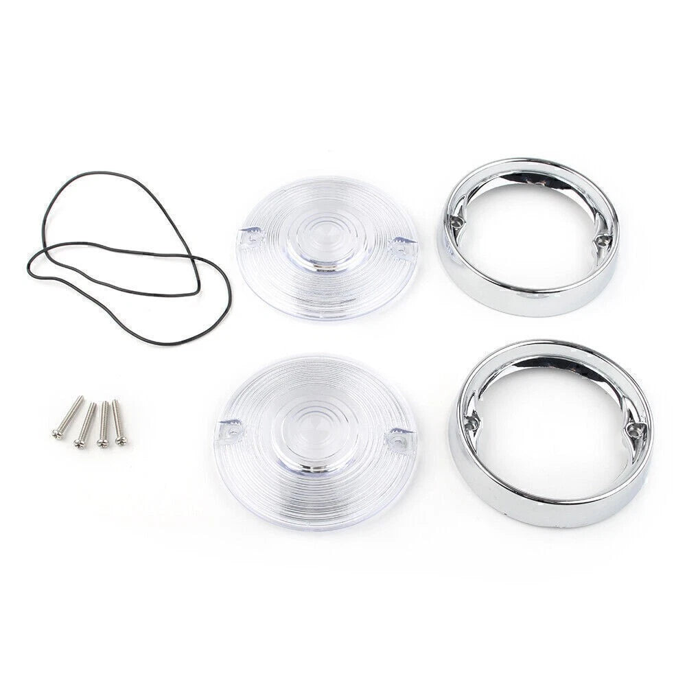 Turn Signal Bezels Visor Clear Lens Cover For Harley Touring Road Glide Chrome