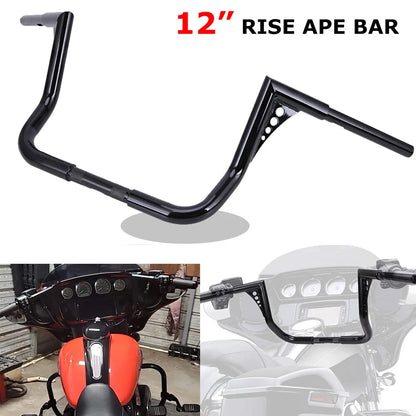 12" Rise Ape Hanger Handlebar For Harley Touring Road Street Electra Glide 82-Up