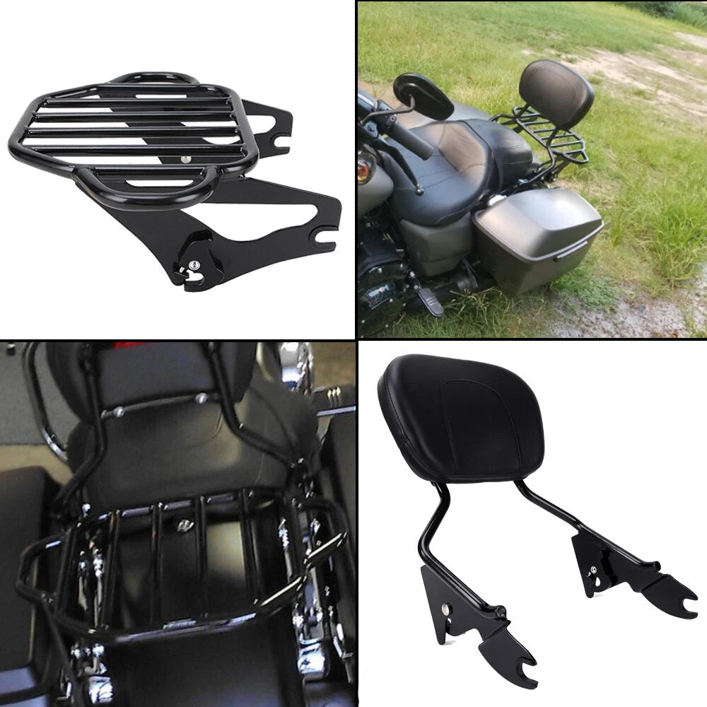 Backrest Sissy Bar & Two-Up Luggage Rack For 09-22 Harley Road King Street Glide