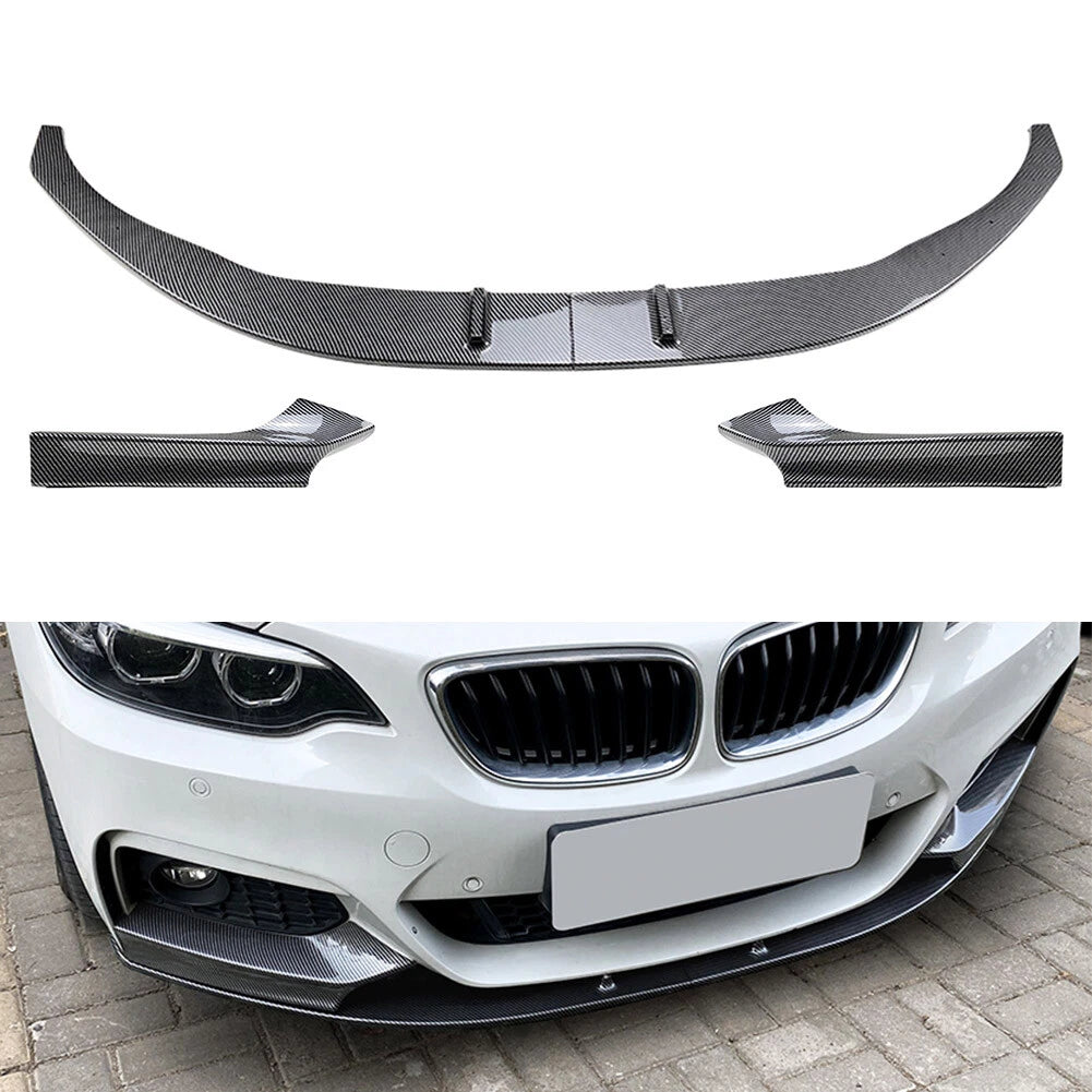 Front Bumper Spoiler Lip+Side Cover Trim Carbon For BMW 2 Series F22 F23 M Sport