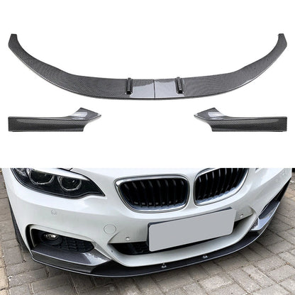 Front Bumper Spoiler Lip+Side Cover Trim Carbon For BMW 2 Series F22 F23 M Sport