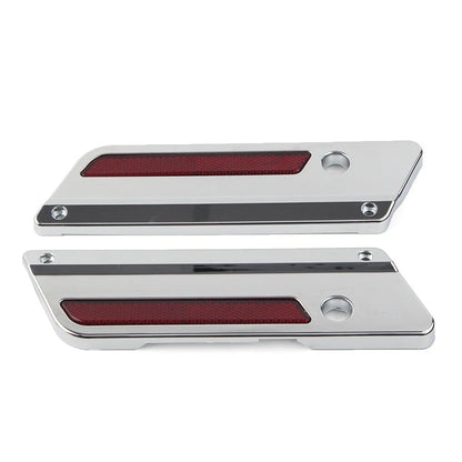 Saddlebag Latch Plate Cover W/ Red Reflector For Harley Touring 1993-13 Chrome
