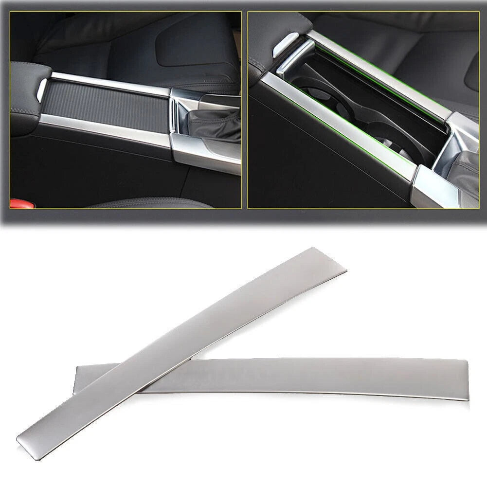 2x Holder Center Console Trim Frame Panel Cover Chrome For Volvo XC60 2009-2017
