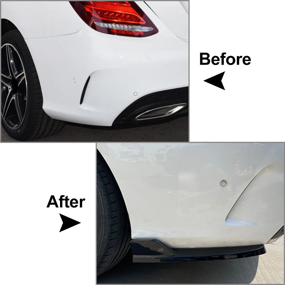 Black Rear Bumper Canard Splitter For Mercedes Benz C-Class W205 C43 C63 2015-21
