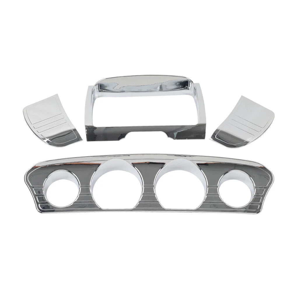 Tri Line Gauge Stereo Accent Trim Cover For Harley Touring Electra Street Glide
