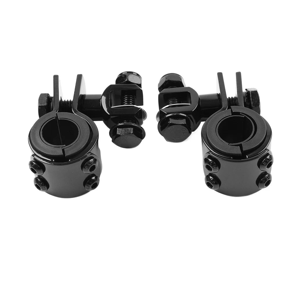 US  1" 1.25" Highway Bar Foot Pegs Mount Clamps Bracket Set For Harley Black