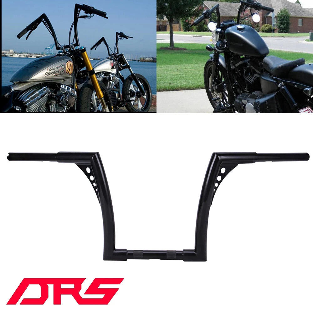 12" Inch Rise Ape Hanger HandleBars 1-1/4" Fat For Harley Touring Electra Glide