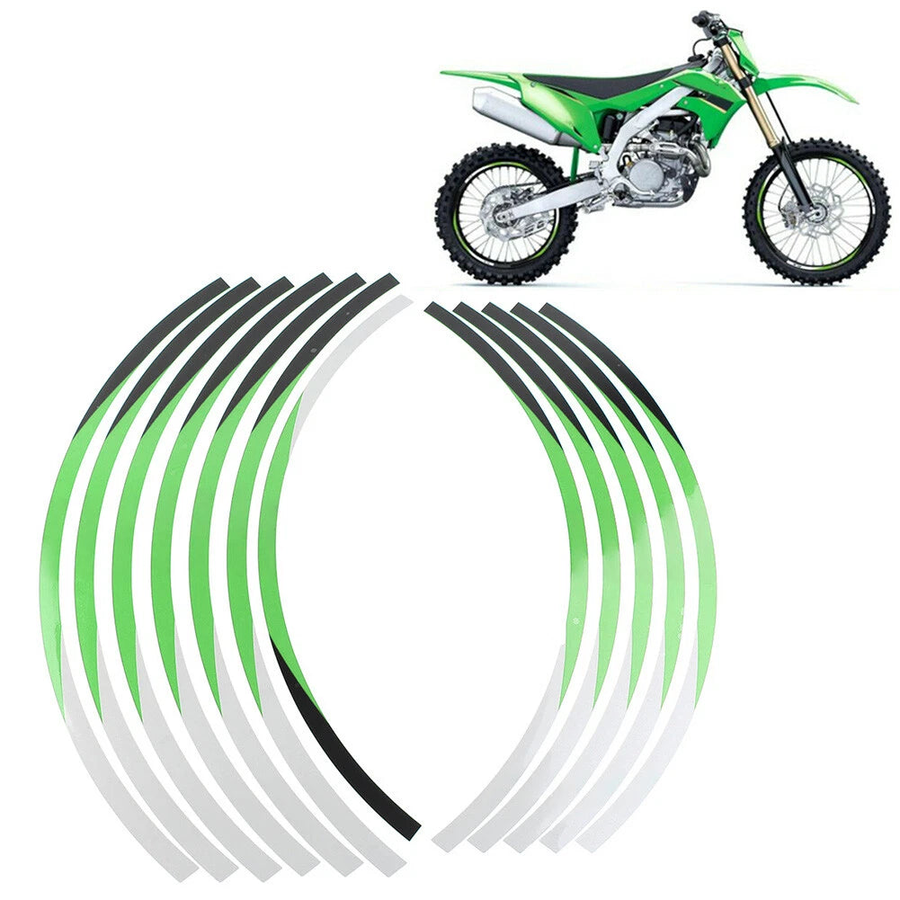 21" 19" RIM STRIPES WHEEL STICKERS DECALS FOR Kawasaki KX 250F 2004-2021 Green