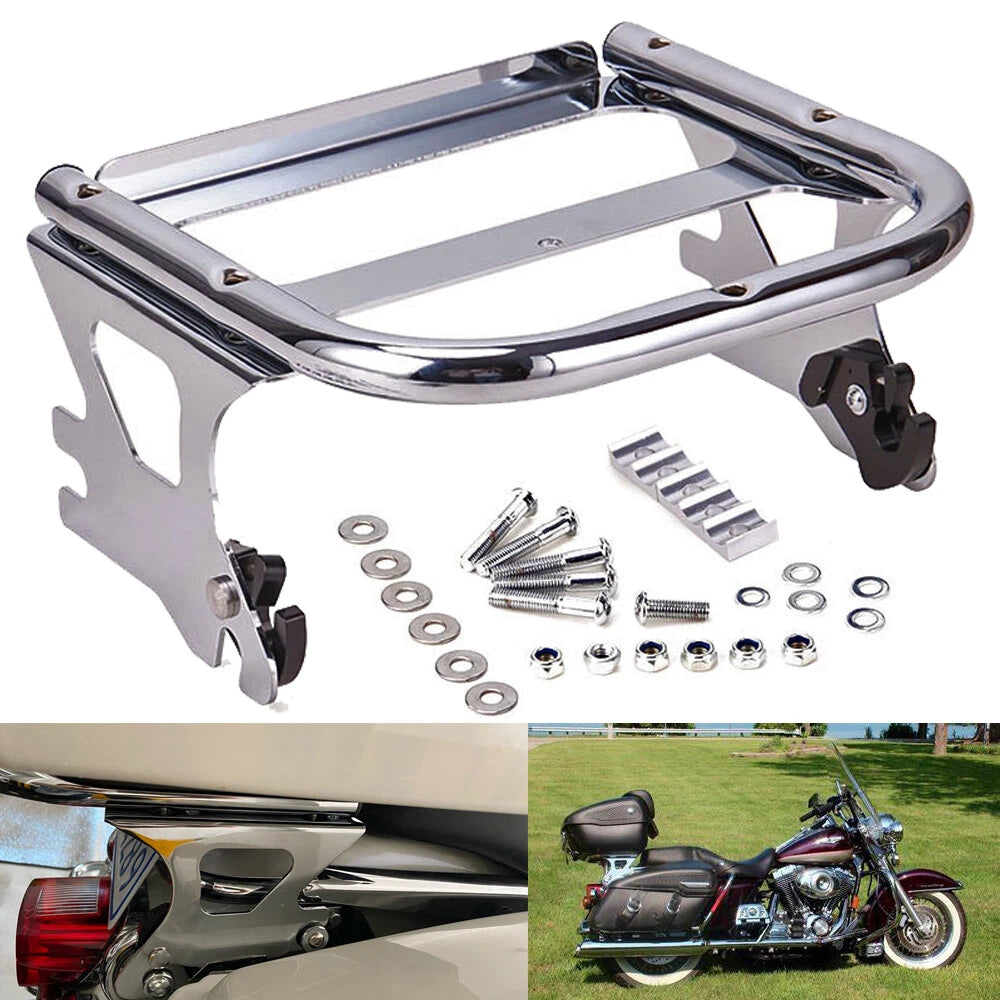 Detachable Two-up Tour Pack Mount Luggage Rack Bracket For Harley Touring 97-08