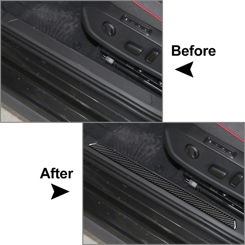 Carbon Look Door Sill Scuff Scratch Protector Cover For VW Golf 8 MK8 2021-2023
