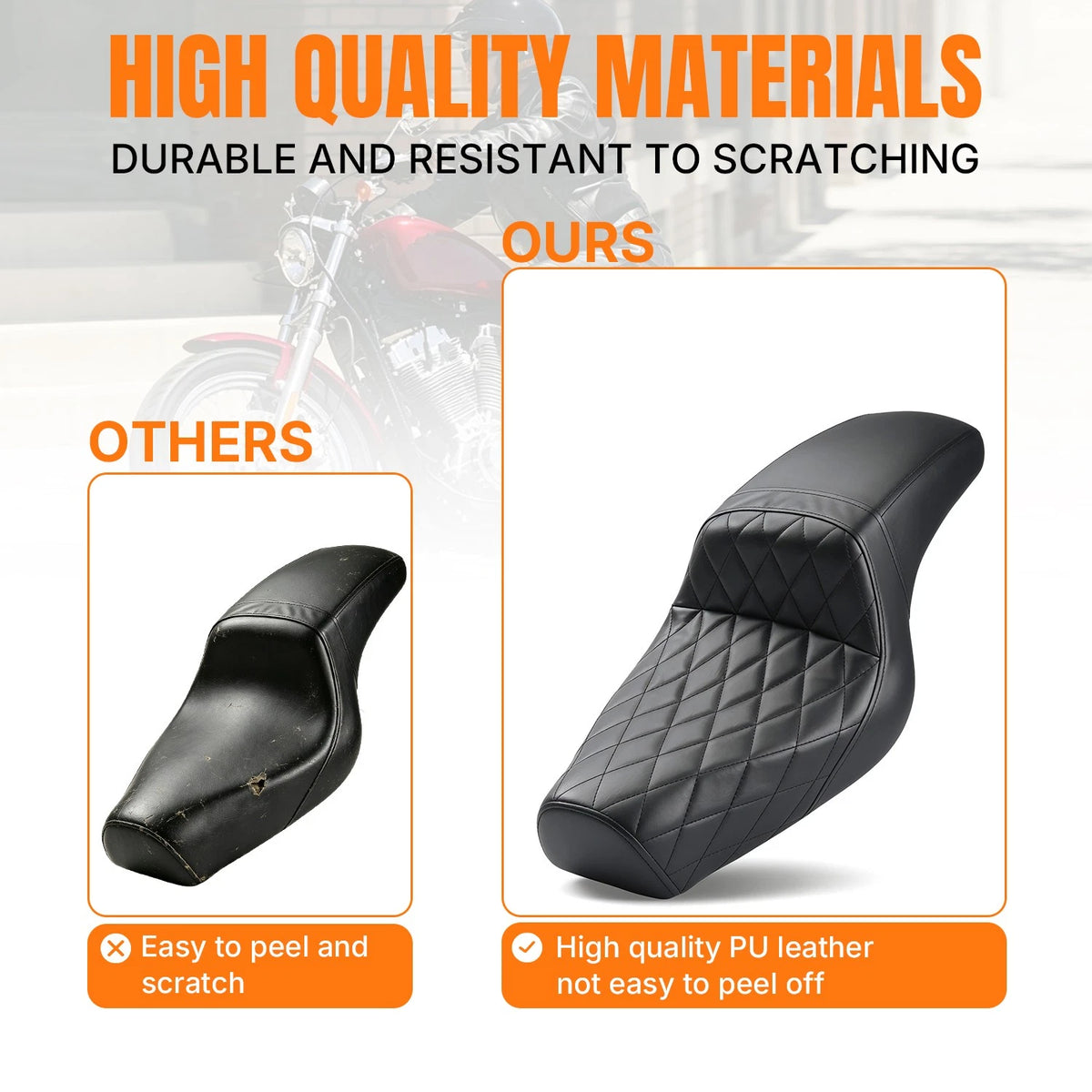 Two-up Seat For Harley Sportster Custom XL883C 2004-2010 For 2.3GAL-3.5GAL Tank