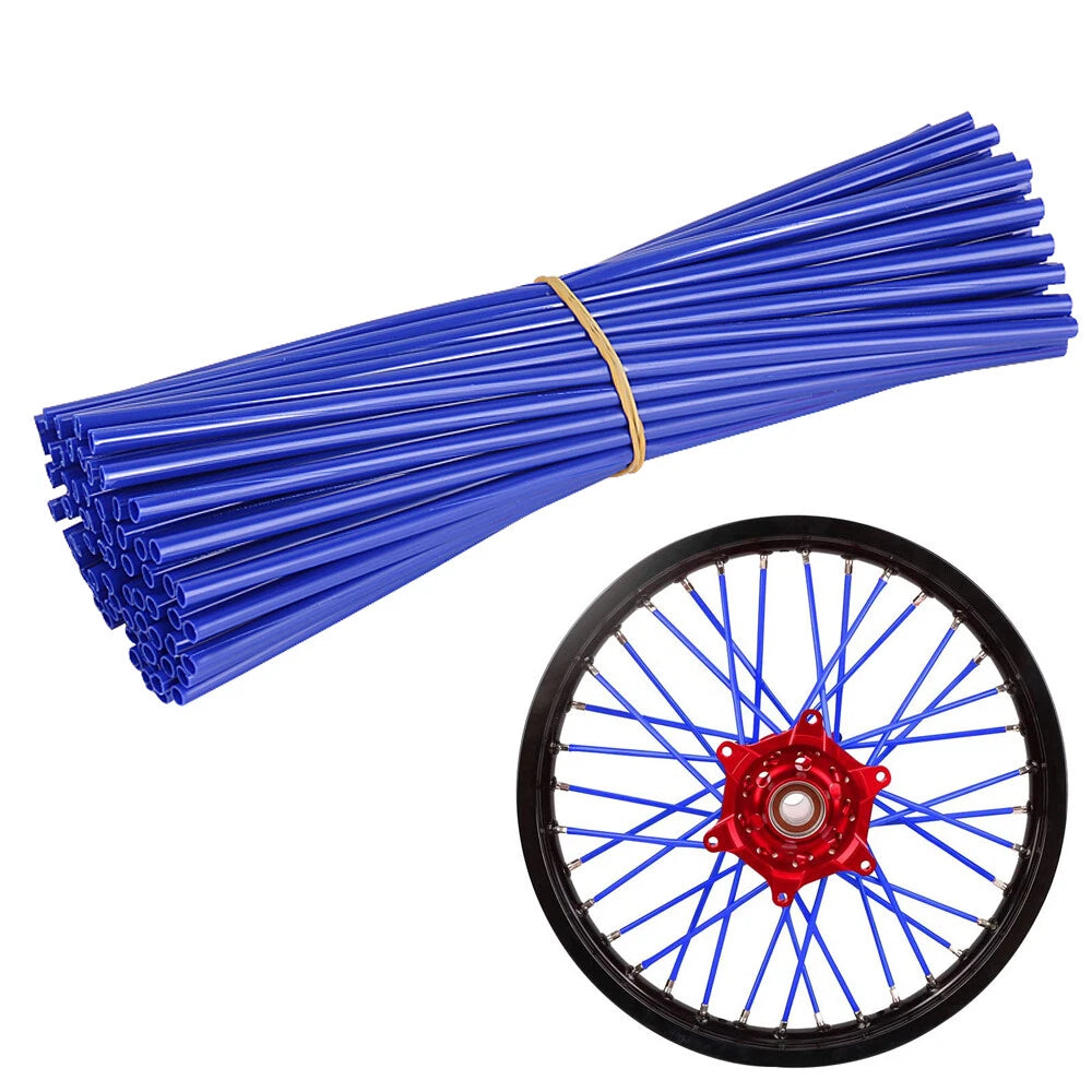 72PC Universal Wheel Spoke Wraps Motorcycle Cover Pipe Skins For Kawasaki Suzuki