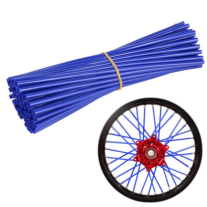 72PC Universal Wheel Spoke Wraps Motorcycle Cover Pipe Skins For Kawasaki Suzuki