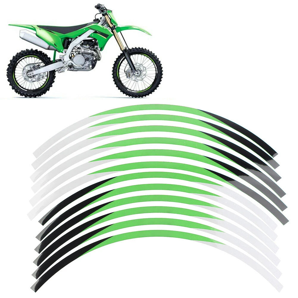 21" 19" RIM STRIPES WHEEL STICKERS DECALS FOR Kawasaki KX 250F 2004-2021 Green