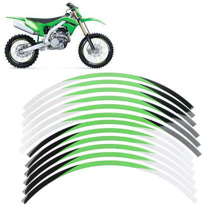 21" 19" RIM STRIPES WHEEL STICKERS DECALS FOR Kawasaki KX 250F 2004-2021 Green