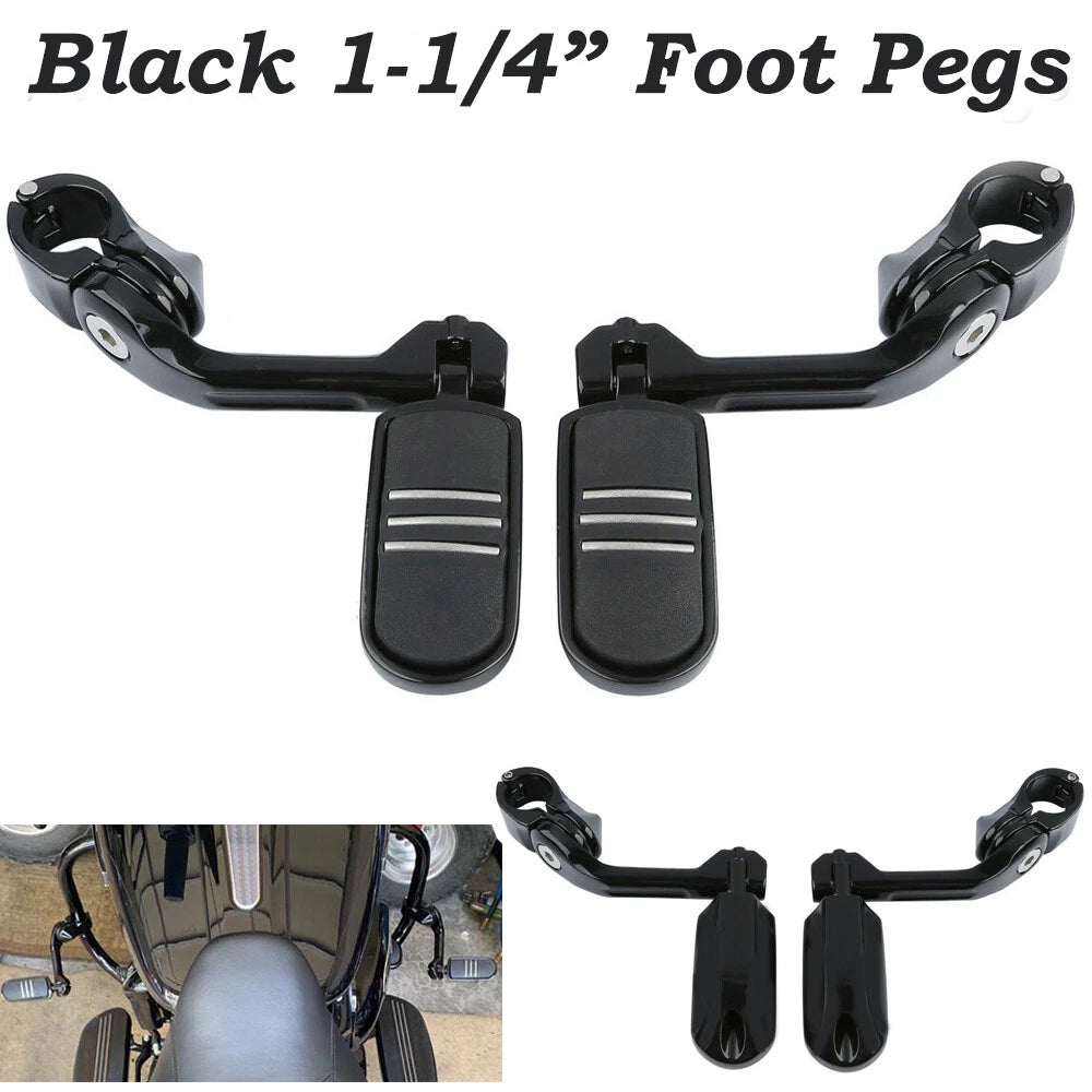1-1/4" Long Angled Streamline Highway Engine Guard Foot Pegs For Harley Dyna US