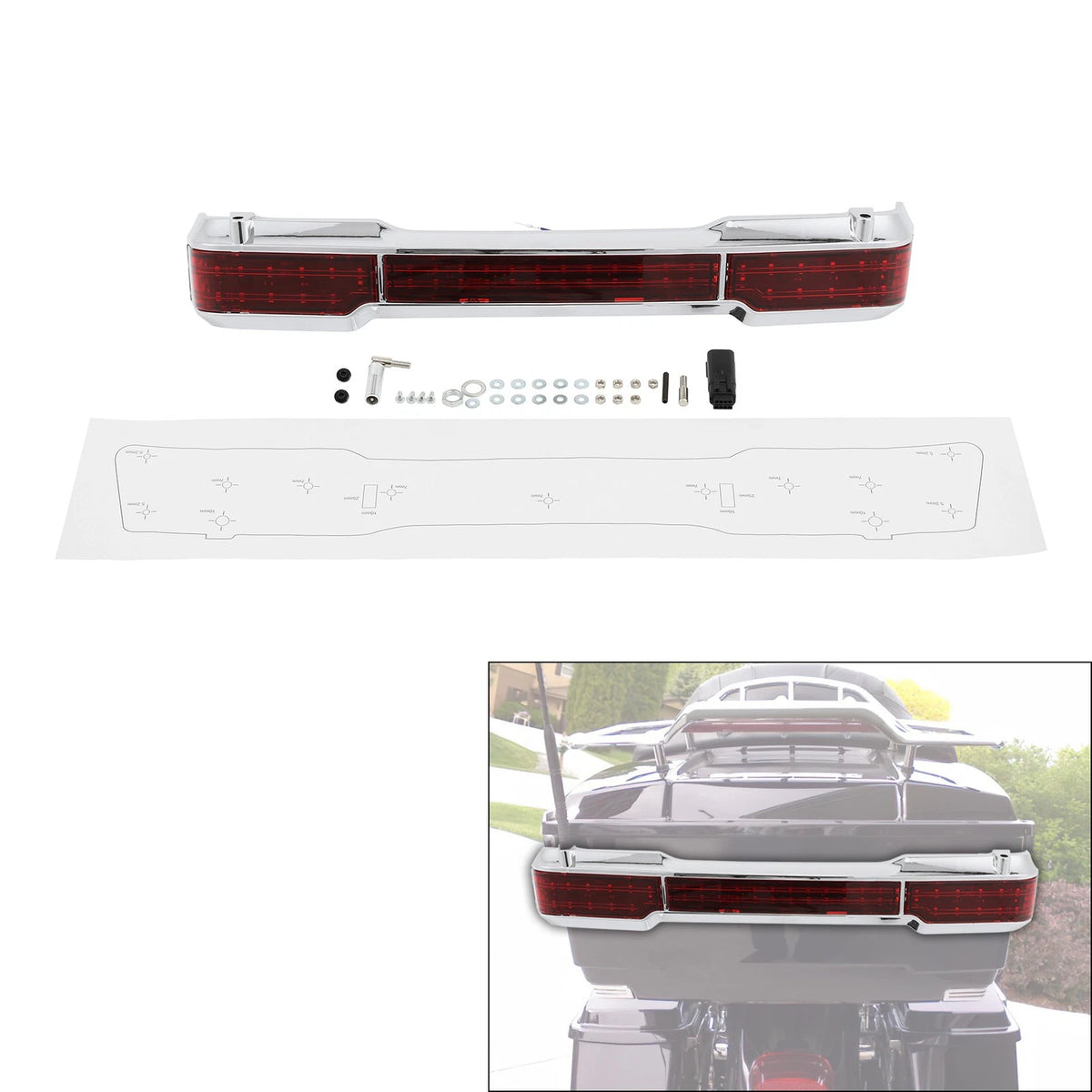 LED Tail Brake Light Trunk Classic King Tour Pack For Harley Touring models97-08