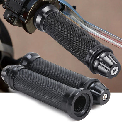 Black Motorcycle Hand Grips Rubber Gel 7/8" For Honda Suzuki Kawasaki Yamaha