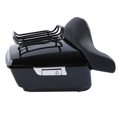 Black King Trunk Backrest Pad Mount Rack For Harley Fat Boy 2008-2016 2009
