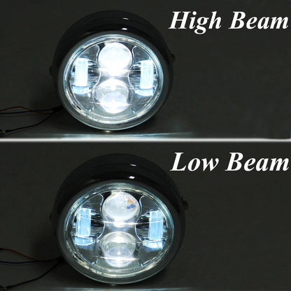 6.5'' Universal Motorcycle LED Headlight W/ Bracket For Harley Bobber Cafe Racer