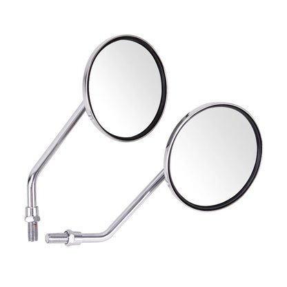 Metal 10mm Chrome Long Stem Motorcycle Mirrors Round For Harley Honda Scooter US