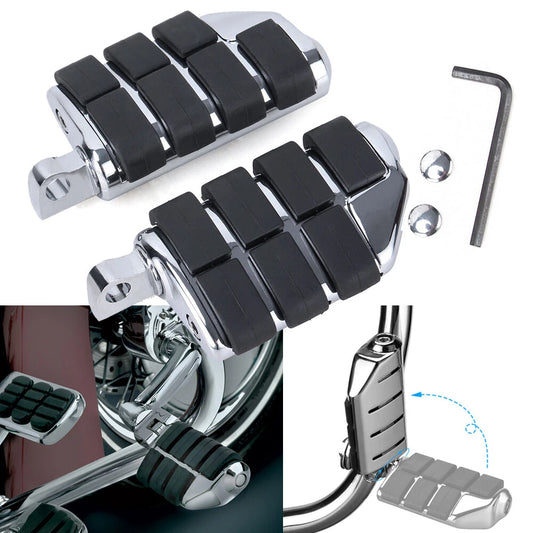 Chrome Passenger Motorcycle Foot Pegs Rest Pedals 10mm For Harley Honda Kawasaki