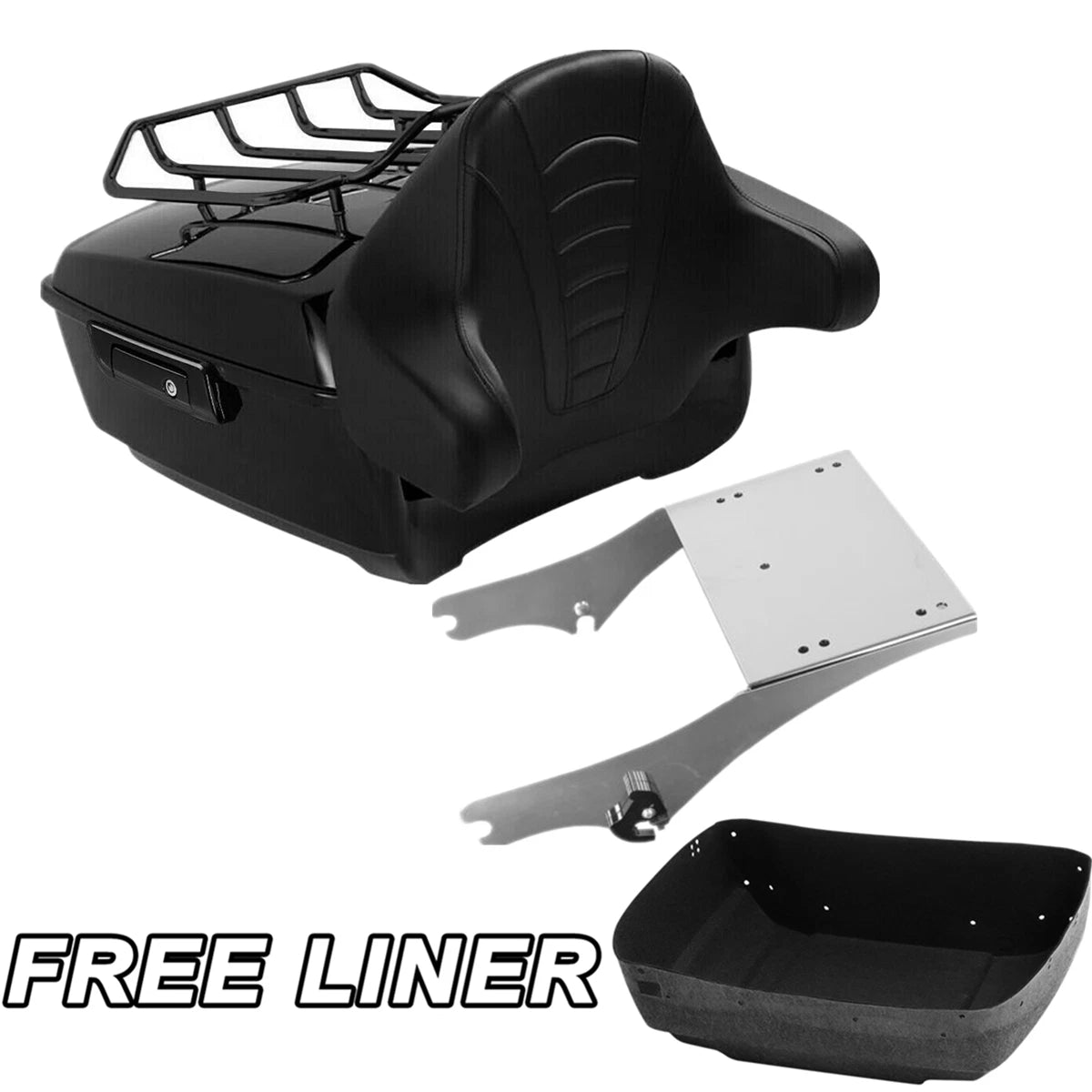 King Trunk Backrest Pad Mount Rack Fit For Harley Touring Street Glide 97-08 US