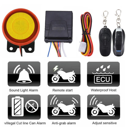 Motorcycle Bike Security Alarm System Anti-theft Remote Control Engine Start 12V