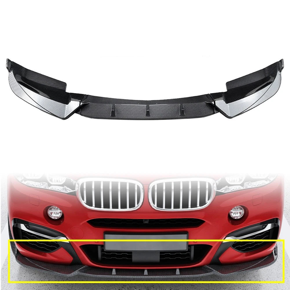 Carbon Look Front Bumper Lip Spoiler Splitter For BMW X6 F16 M Sport 2014-2019