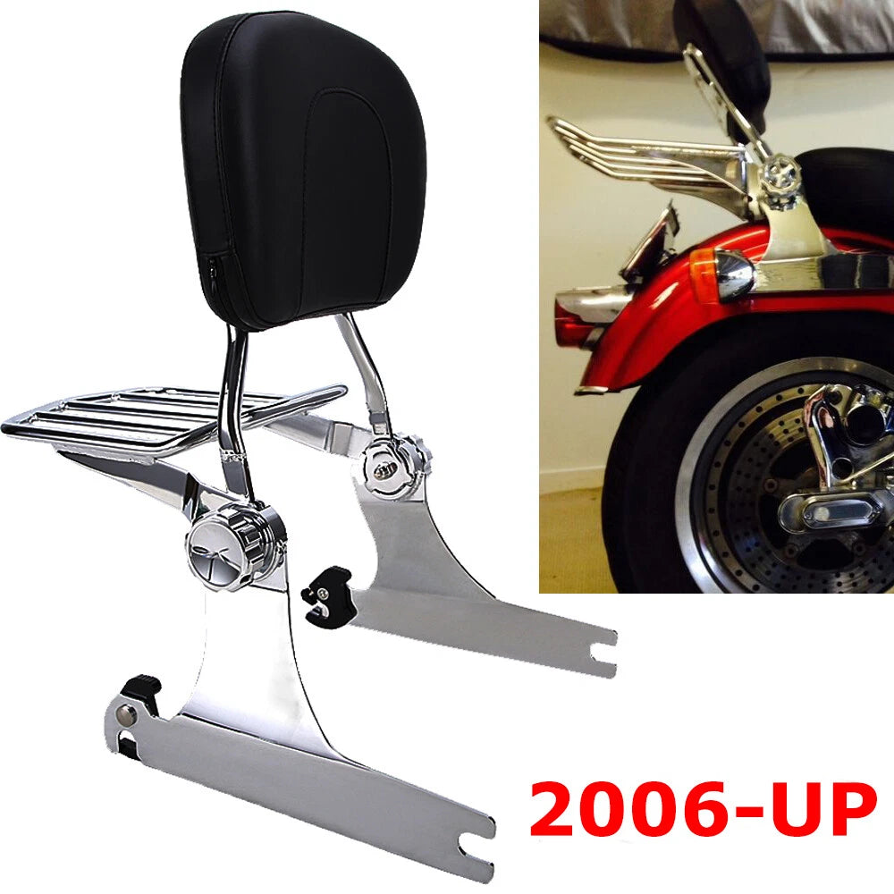Detachable Passenger Backrest Sissy Bar Chrome Luggage Rack For Harley DYNA 06+