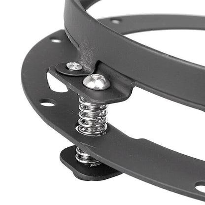 LED 7" Round LED Headlight Ring Bracket Fit Touring Softail Mounting HID Black