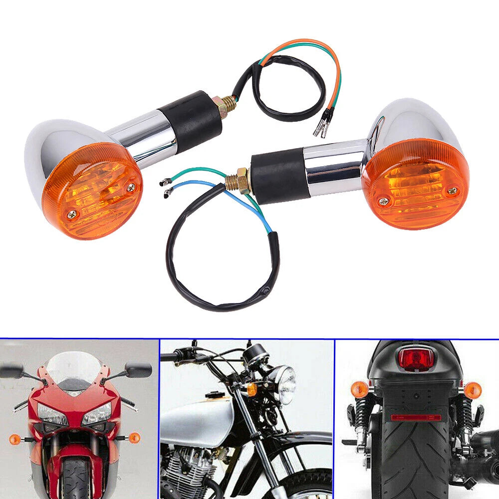 2PCS Motorcycle Turn Signal Bulb Light Indicator Blinker Handlebar Amber Yellow