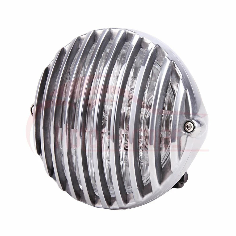 Motorcycle Headlight Finned Grill For Harley Chopper Bobber Cafe Racer