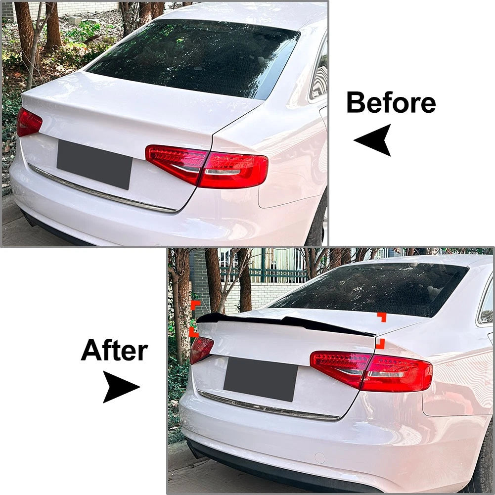 Carbon Fiber Look Rear Trunk Lip Spoiler Wing For Audi A4 B8.5 S4 Sedan 2013-16