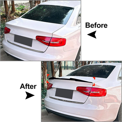 Carbon Fiber Look Rear Trunk Lip Spoiler Wing For Audi A4 B8.5 S4 Sedan 2013-16