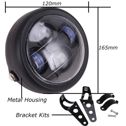 6.5'' Universal Motorcycle LED Headlight W/ Bracket For Harley Bobber Cafe Racer