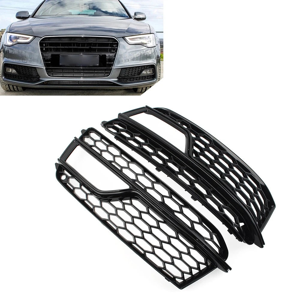 1 Pair Front Bumper Mesh Fog Light Grille Grill For Audi A5 S5 2013-2017
