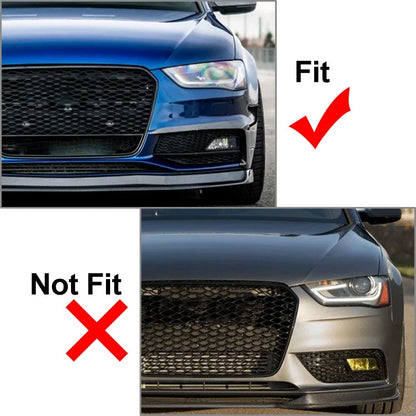 Front Honeycomb Bumper Grille Fog Light Covers Set For Audi A4 S4 2013-2015