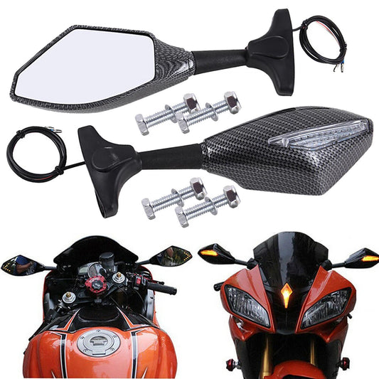 Motorcycle LED Turn Signal Side Mirror For Suzuki GSX 600F 750F Katana 1998-2007