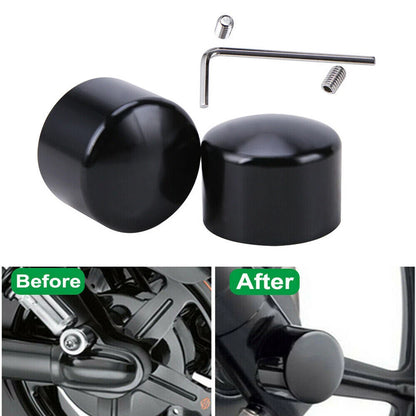 Pair Black Front Axle Nut Cover Cap For Harley Touring Trike ROAD KING ELECTRA