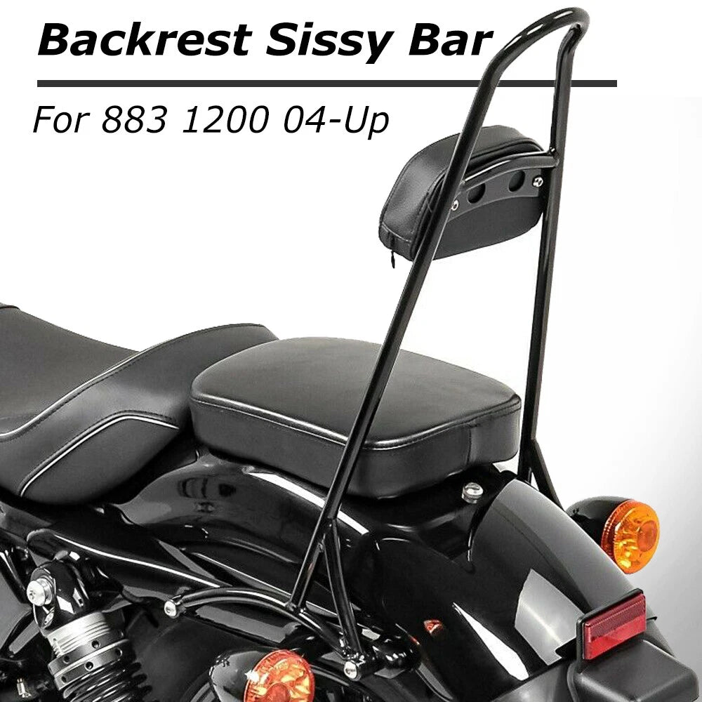 Black Tall Sissy Bar Passenger Backrest for Harley Sportster Iron XL 883 1200 48